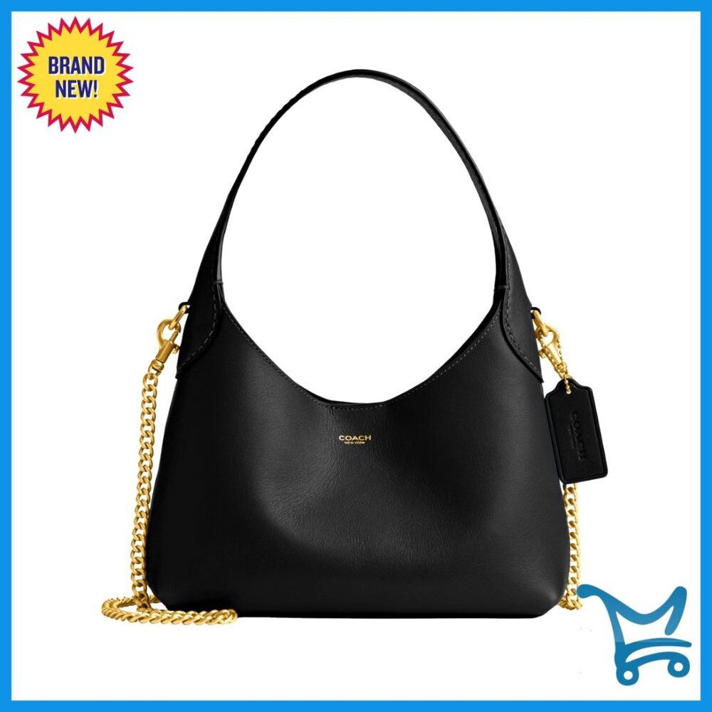 Leather Shoulder Bag with Detachable Chain Strap, Multifunction Pocket